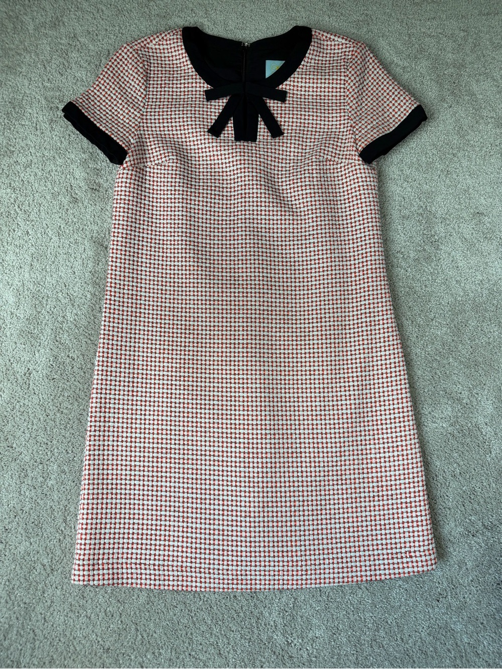 CeCe Hot Pink Tweed Sheath Dress With Black Trim And Bow Women’s Size 2